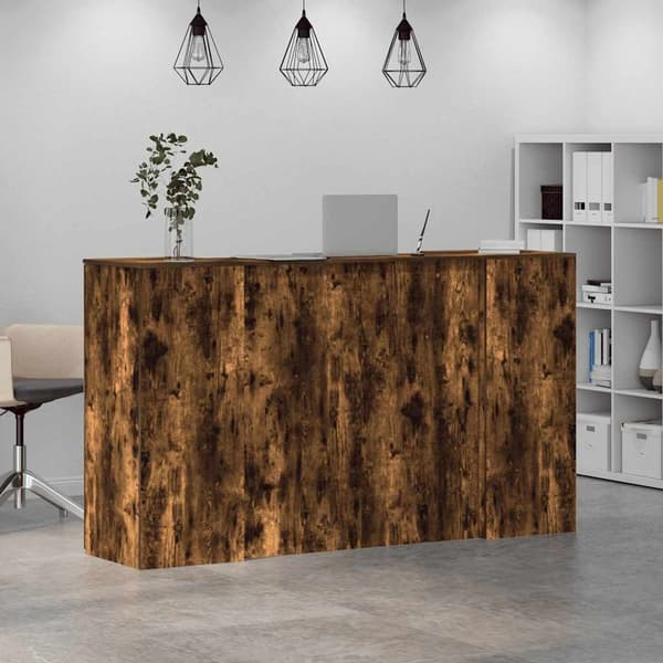 vidaXL Receptionsdisk rökfärgad ek 180x50x103,5 cm konstruerat trä Brun