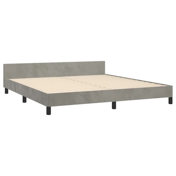 vidaXL Sängram med huvudgavel ljusgrå 180x200 cm sammet Grå