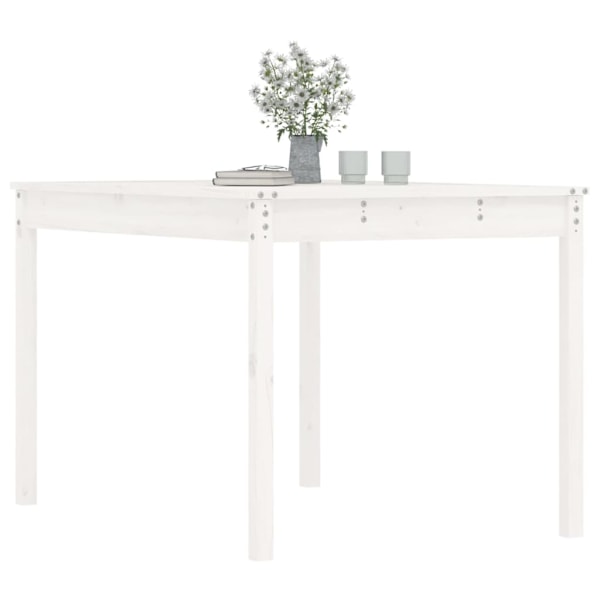 vidaXL Trädgårdsbord vit 121x82,5x76 cm massiv furu Vit