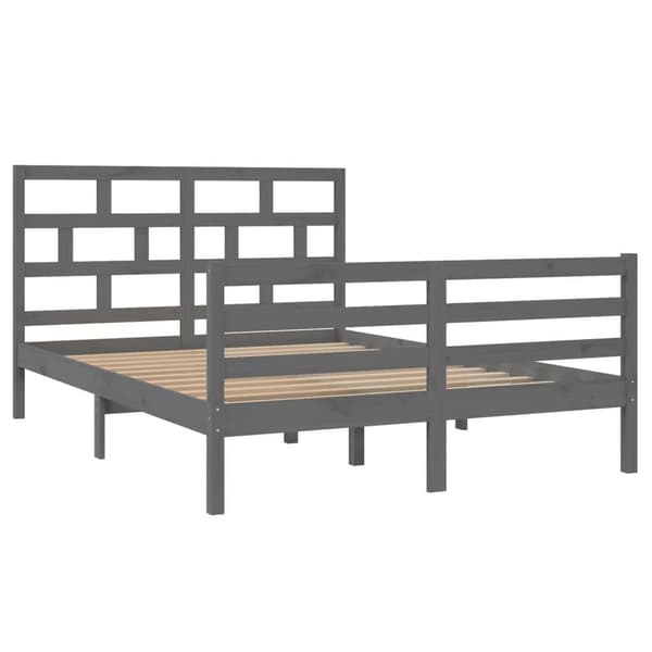 vidaXL Sängram grå massiv furu 140x200 cm Grå