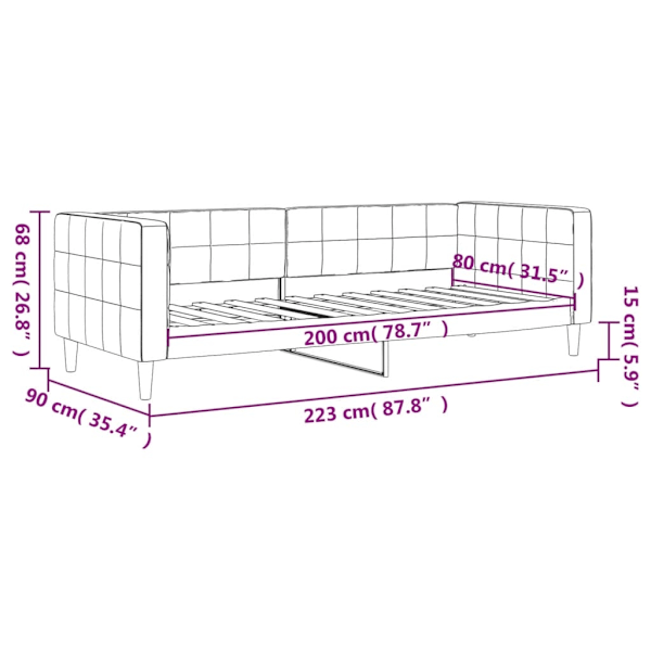 vidaXL Dagbädd gul 80x200 cm sammet Gul