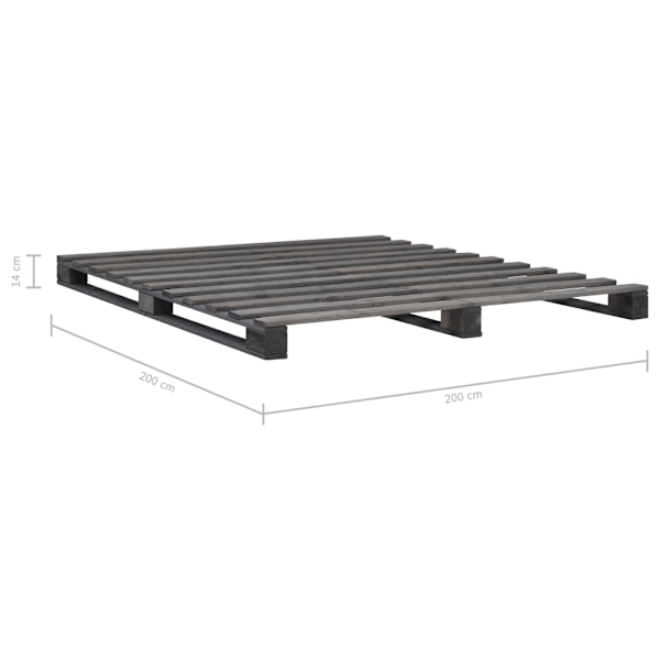 vidaXL Pallsängram grå massiv furu 200x200 cm grå