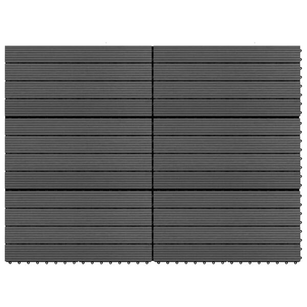 vidaXL Markplattor 6 st WPC 60x30 cm 1,08 m² svart Svart