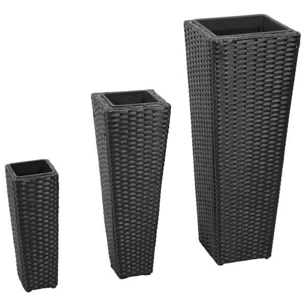 vidaXL Blomkruka konstrotting svart 3-pack Svart