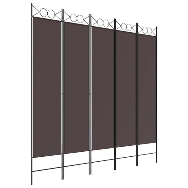 vidaXL Rumsavdelare 5 paneler brun 200x200 cm tyg Brun