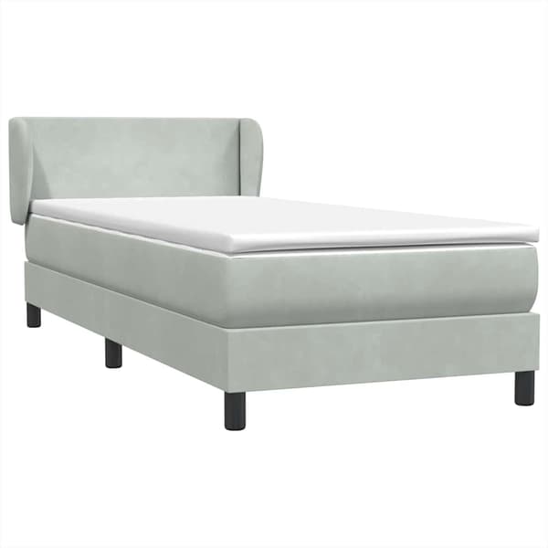 vidaXL Ramsäng med madrass ljusgrå 80x220 cm sammet Grå