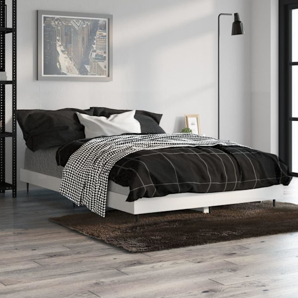 vidaXL Sängram vit högglans 120x190 cm konstruerat trä Vit