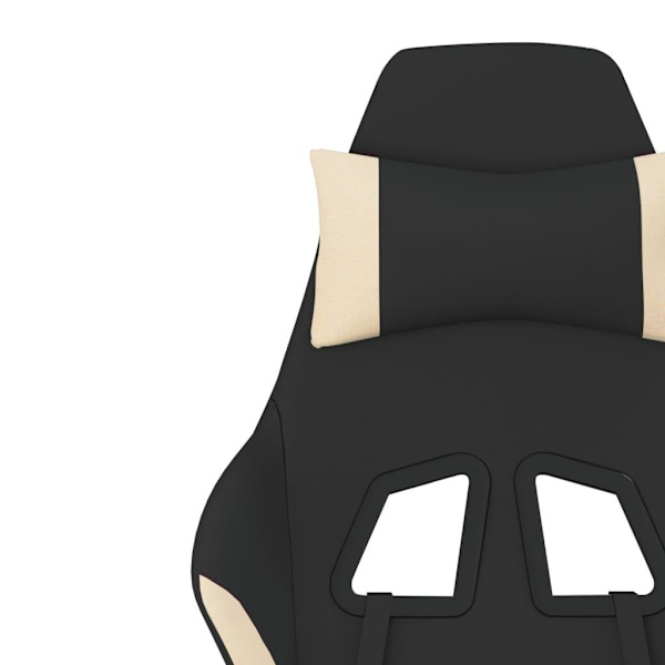 vidaXL Gamingstol med fotstöd och massage svart och gräddvit tyg Kräm