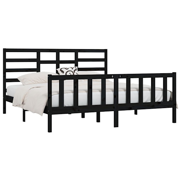 vidaXL Sängram svart massiv furu 200x200 cm Svart