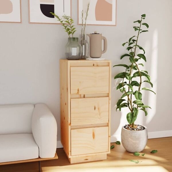 vidaXL Skänk vit 32x34x75 cm massiv furu Brun