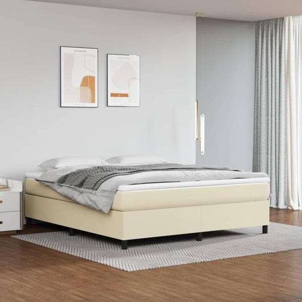 vidaXL Ramsäng gräddvit 160x200 cm konstläder Kräm