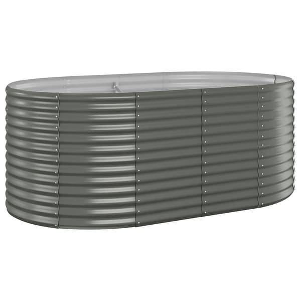vidaXL Odlingslåda pulverlackerat stål 175x100x68 cm grå Grå