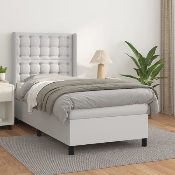 vidaXL Ramsäng med madrass vit 100x200 cm konstläder Vit