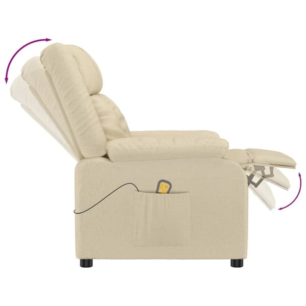 vidaXL Massagefåtölj gräddvit tyg Kräm