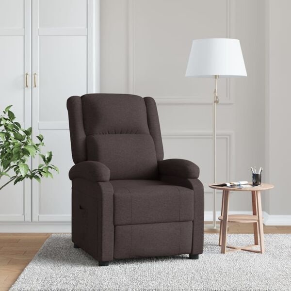 vidaXL Reclinerfåtölj mörkbrun tyg Brun