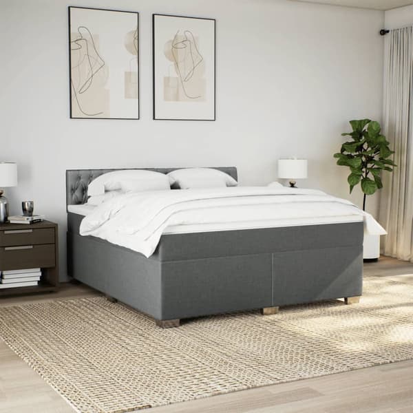 vidaXL Ramsäng med madrass mörkgrå 180x200 cm tyg Grå