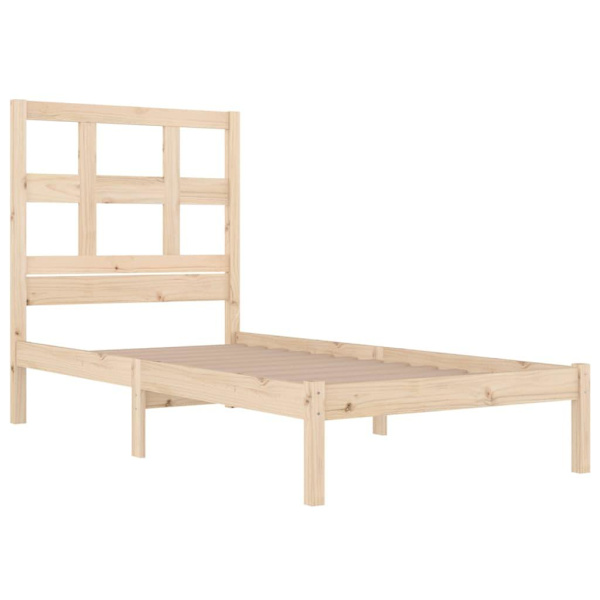 vidaXL Sängram massiv furu 90x190 cm Brun