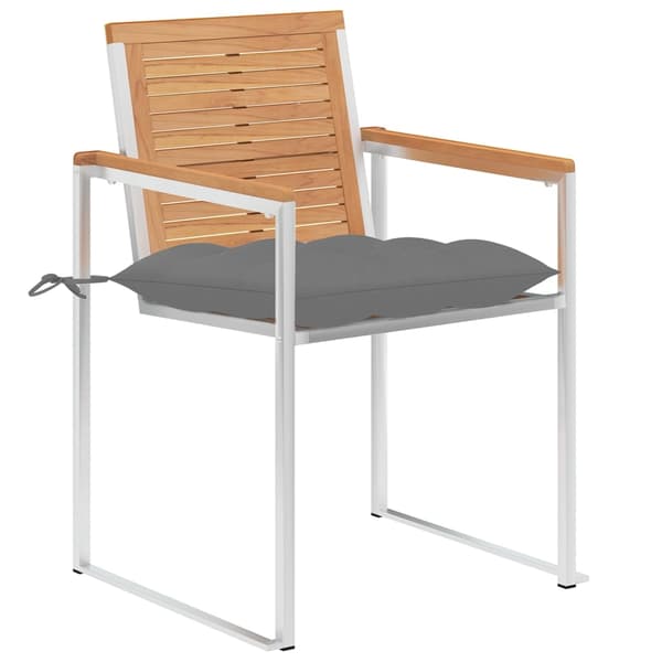 vidaXL Trädgårdsstolar 6 st med dynor massiv teak grå