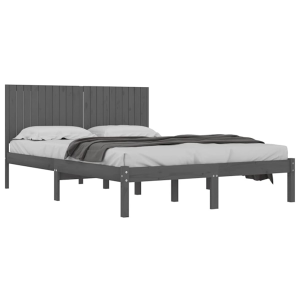 vidaXL Sängram grå massiv furu 200x200 cm Grå