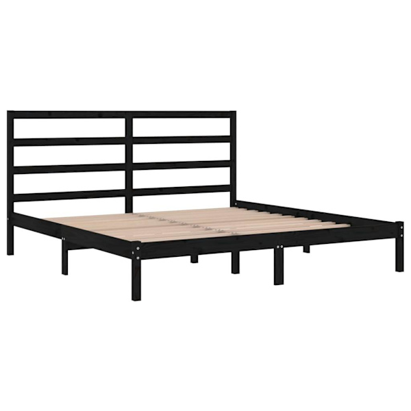 vidaXL Sängram svart massiv furu 200x200 cm Svart