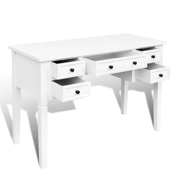 vidaXL Skrivbord med 5 lådor vit Vit