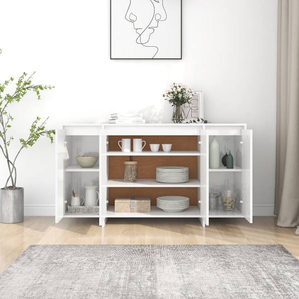 vidaXL Skåp vit högglans 135x41x75 cm konstruerat trä Vit