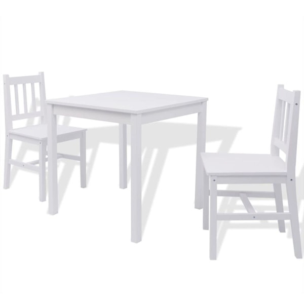 vidaXL Matgrupp, 3 Delar, Furu Vit Vit
