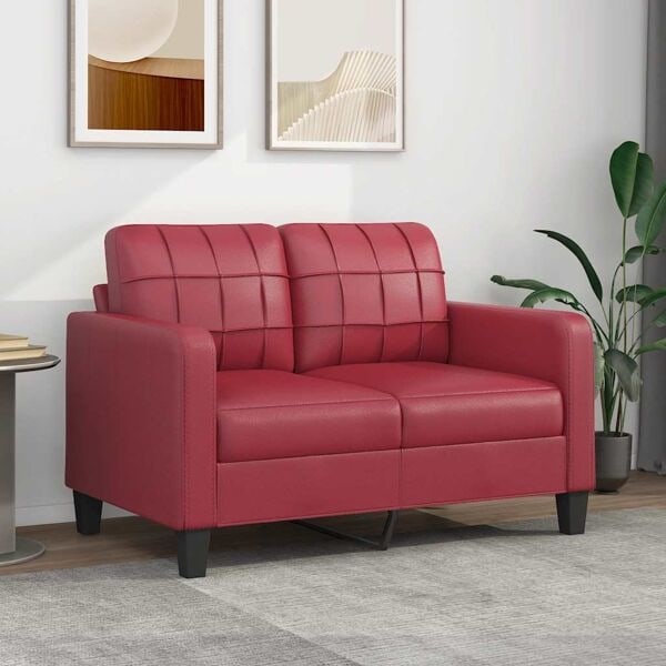vidaXL 2-sitssoffa vinröd 120 cm fuskläder Röd