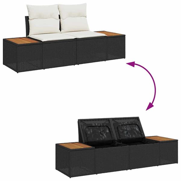 vidaXL Trädgårdsoffset 9 st Svart Poly rattan Svart