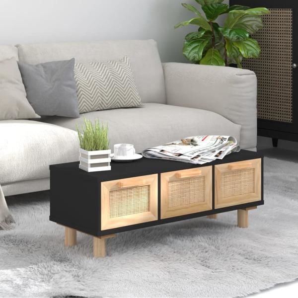 vidaXL Soffbord svart 80x40x30 cm konstruerat trä&massiv furu Svart
