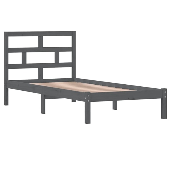 vidaXL Sängram grå massiv furu 90x200 cm Grå