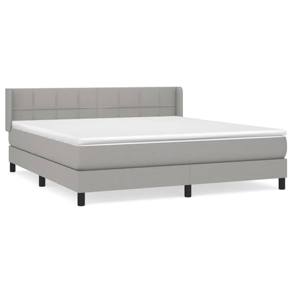 vidaXL Ramsäng med madrass ljusgrå 180x200 cm tyg Grå