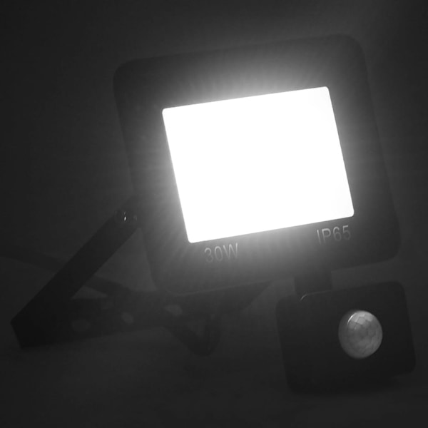 vidaXL Strålkastare med sensor 30 W LED kallvit Svart