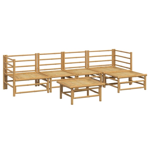vidaXL Loungegrupp 6 delar ljusgråa dynor bambu Brun