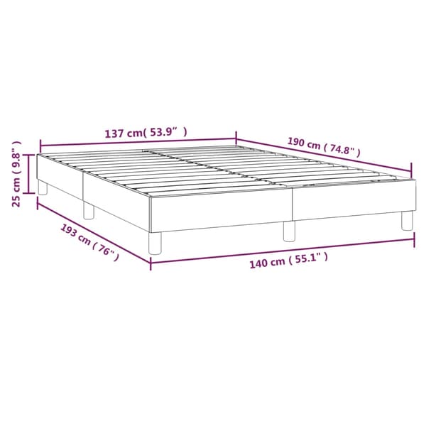 vidaXL Sängram utan madrass ljusgrå 140x190 cm sammet Grå