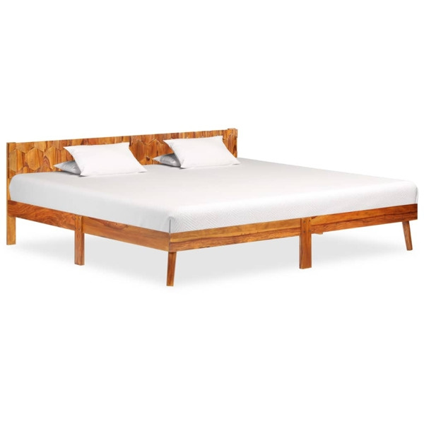 vidaXL Sängram massivt sheshamträ 200x200 cm Brun