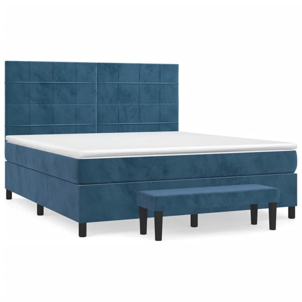 vidaXL Ramsäng med madrass mörkblå 160x200 cm sammet Blå