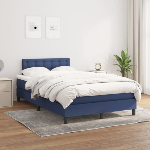 vidaXL Ramsäng med madrass blå 120x200 cm tyg Blå