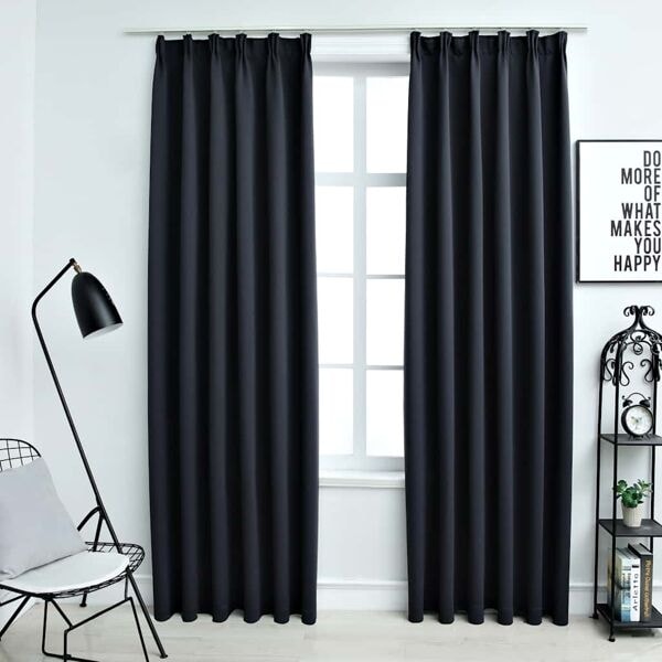vidaXL Mörkläggningsgardiner med krokar 2 st antracit 140x225 cm Antracit