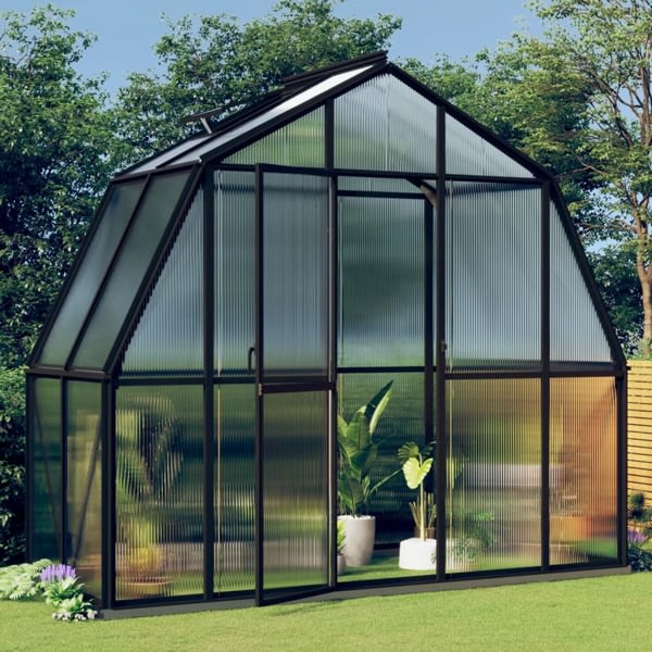 vidaXL Växthus med basram antracit 3,3 m² aluminium Antracit
