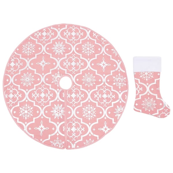 vidaXL Julgranskrage lyxig med rosa strumpa Ø122 cm tyg Rosa