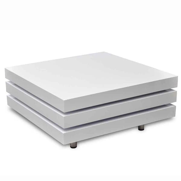 vidaXL Soffbord elegant Vit högglans 80x80 cm Vit