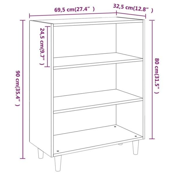 vidaXL Skänk sonoma-ek 69,5x32,5x90 cm konstruerat trä Brun