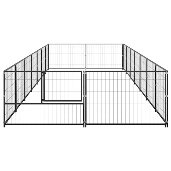 vidaXL Hundgård svart 14 m² stål Svart