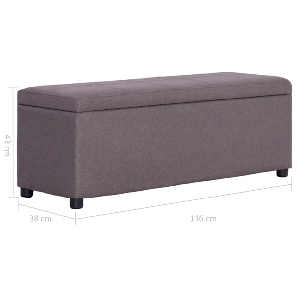vidaXL Bänk med förvaringsutrymme 116 cm taupe polyester Taupe