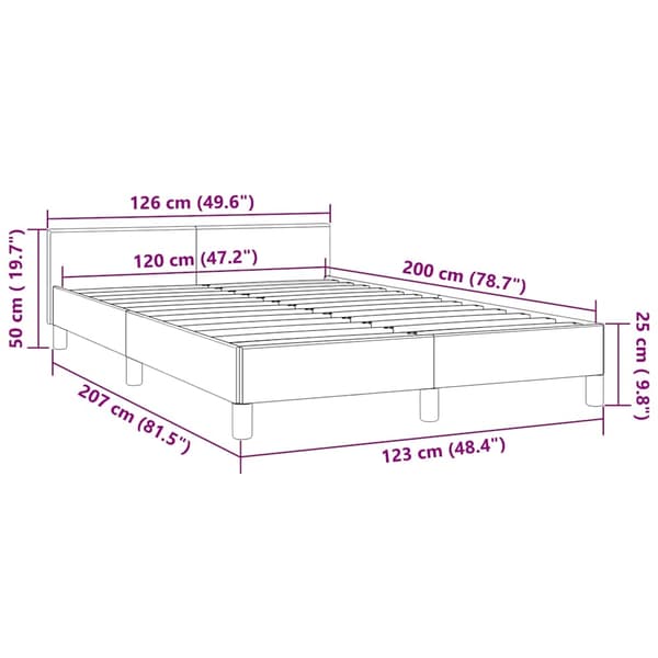 vidaXL Sängram utan madrass mörkgrå 120x200 cm sammet Grå