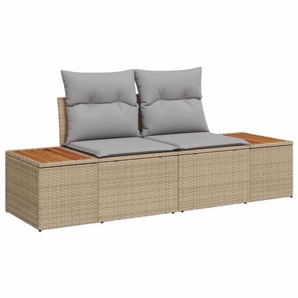 vidaXL Trädgårdsoffset med kudde 9 pcs Beige och Ljusgrå Beige