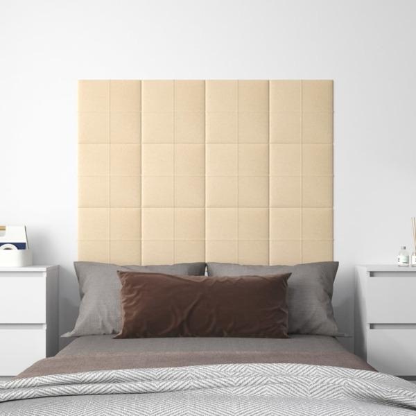 vidaXL Väggpaneler 12 st Gräddvit 30x30 cm tyg 1,08 m² Kräm