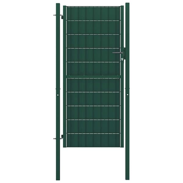 vidaXL Staketgrind PVC och stål 100x164 cm grön Grön