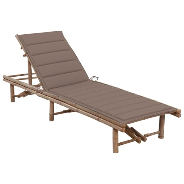vidaXL Solsäng med dyna bambu Taupe